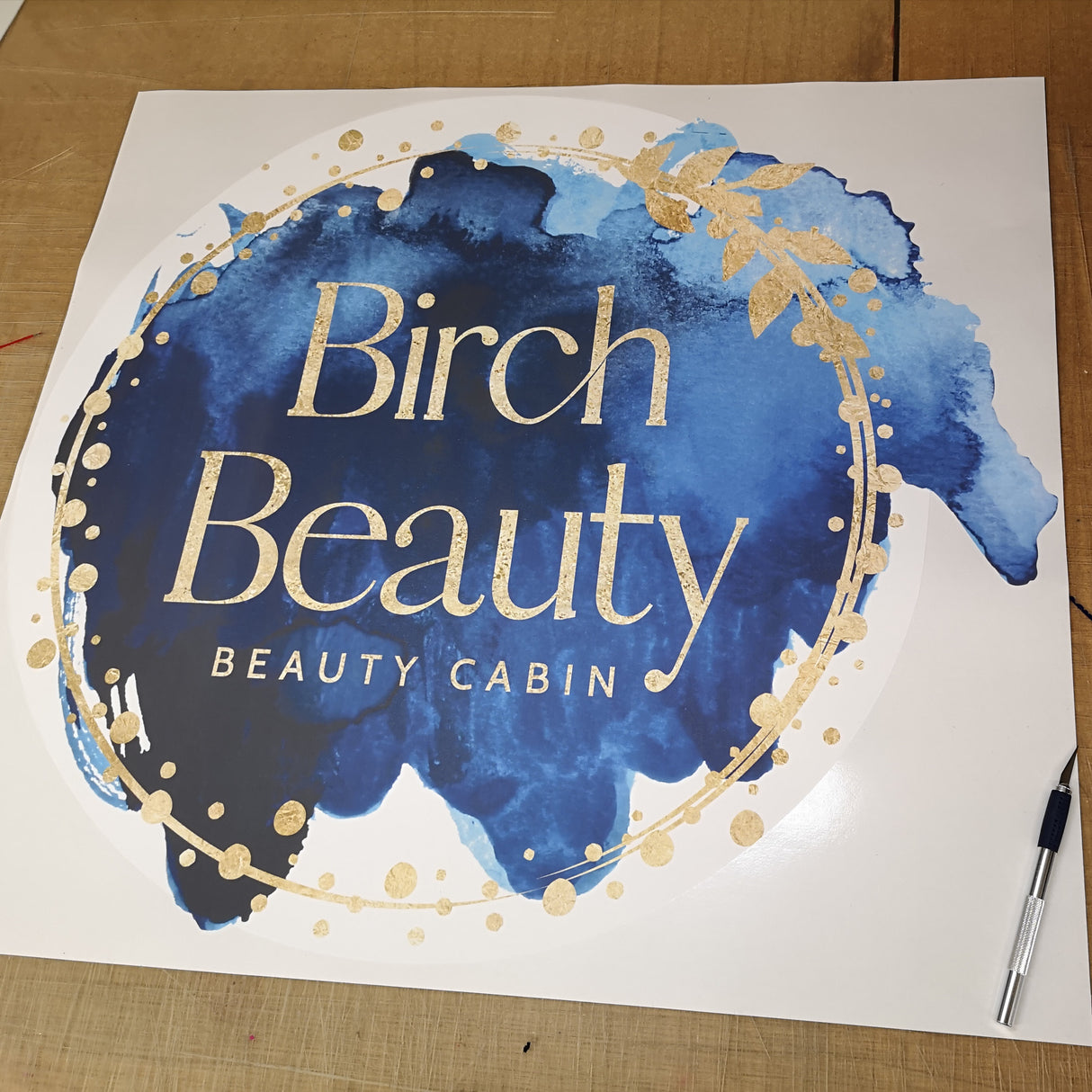 Birch Beauty logo with blue watercolor design on a white background