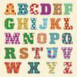 Colorful alphabet letters on a beige background