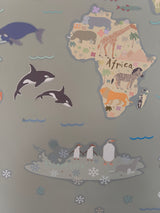 Kids World Map Fabric Wall Stickers for Nurseries & Pre Schools
