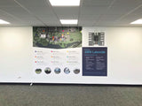 advertising a shared office space with a wall display