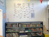 Fabric wall sticker shown in school library
