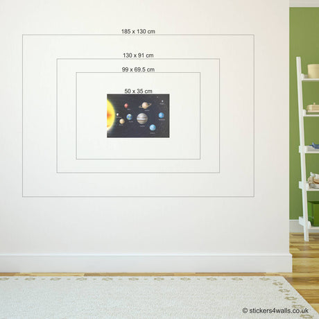 Sizes of solar system fabric wall stickers