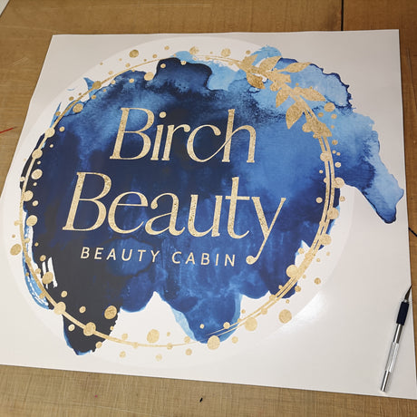 Birch Beauty logo with blue watercolor design on a white background