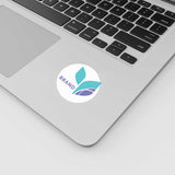 laptop with a logo on it