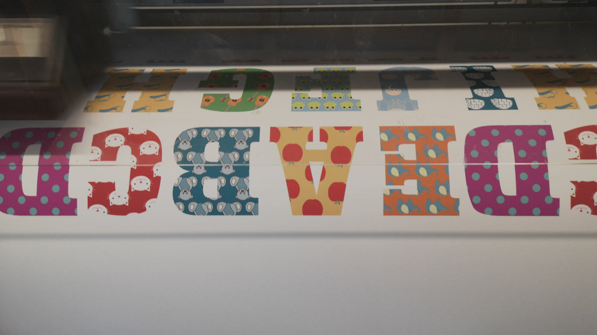 video showing alphabet wall stickers being printed