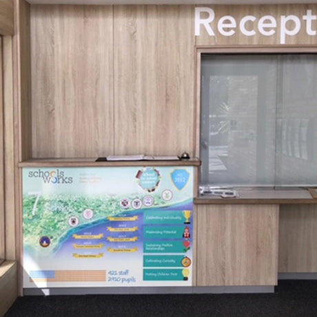 custom wall sticker for an educational premises reception